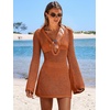 image:imageANRABESS Women Beach Crochet Cover Ups Summer Knit Swimwear Mesh Bathing Suit Hollow Out Dress 2026 Vacation SwimsuitRust