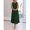 image:imageANRABESS Women Formal Sleeveless Midi Dress Elegant Belted ALine Cocktail Dress for Wedding Guest Work Party SummerDark Green