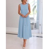 image:imageANRABESS Women Formal Sleeveless Midi Dress Elegant Belted ALine Cocktail Dress for Wedding Guest Work Party SummerLight Blue
