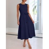 image:imageANRABESS Women Formal Sleeveless Midi Dress Elegant Belted ALine Cocktail Dress for Wedding Guest Work Party SummerNavy Blue