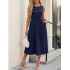 image:imageANRABESS Women Formal Sleeveless Midi Dress Elegant Belted ALine Cocktail Dress for Wedding Guest Work Party SummerNavy Blue