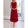 image:imageANRABESS Women Formal Sleeveless Midi Dress Elegant Belted ALine Cocktail Dress for Wedding Guest Work Party SummerRed