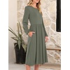 image:imageANRABESS Women Long Sleeve Midi Dress Crewneck Fall Fashion Casual Flowy ALine Long Dresses Vacation Outfit with PocketArmy Green