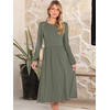 image:imageANRABESS Women Long Sleeve Midi Dress Crewneck Fall Fashion Casual Flowy ALine Long Dresses Vacation Outfit with PocketArmy Green