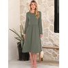 image:imageANRABESS Women Long Sleeve Midi Dress Crewneck Fall Fashion Casual Flowy ALine Long Dresses Vacation Outfit with PocketArmy Green