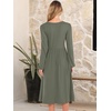 image:imageANRABESS Women Long Sleeve Midi Dress Crewneck Fall Fashion Casual Flowy ALine Long Dresses Vacation Outfit with PocketArmy Green