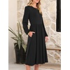 image:imageANRABESS Women Long Sleeve Midi Dress Crewneck Fall Fashion Casual Flowy ALine Long Dresses Vacation Outfit with PocketBlack