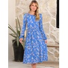 image:imageANRABESS Women Long Sleeve Midi Dress Crewneck Fall Fashion Casual Flowy ALine Long Dresses Vacation Outfit with PocketBlue Pink Flower