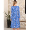 image:imageANRABESS Women Long Sleeve Midi Dress Crewneck Fall Fashion Casual Flowy ALine Long Dresses Vacation Outfit with PocketBlue Pink Flower