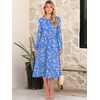 image:imageANRABESS Women Long Sleeve Midi Dress Crewneck Fall Fashion Casual Flowy ALine Long Dresses Vacation Outfit with PocketBlue Pink Flower