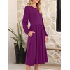 image:imageANRABESS Women Long Sleeve Midi Dress Crewneck Fall Fashion Casual Flowy ALine Long Dresses Vacation Outfit with PocketDeep Purple