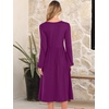 image:imageANRABESS Women Long Sleeve Midi Dress Crewneck Fall Fashion Casual Flowy ALine Long Dresses Vacation Outfit with PocketDeep Purple