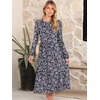 image:imageANRABESS Women Long Sleeve Midi Dress Crewneck Fall Fashion Casual Flowy ALine Long Dresses Vacation Outfit with PocketFloral Black Purple