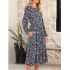 image:imageANRABESS Women Long Sleeve Midi Dress Crewneck Fall Fashion Casual Flowy ALine Long Dresses Vacation Outfit with PocketFloral Black Purple