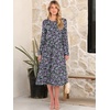 image:imageANRABESS Women Long Sleeve Midi Dress Crewneck Fall Fashion Casual Flowy ALine Long Dresses Vacation Outfit with PocketFloral Black Purple