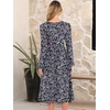image:imageANRABESS Women Long Sleeve Midi Dress Crewneck Fall Fashion Casual Flowy ALine Long Dresses Vacation Outfit with PocketFloral Black Purple