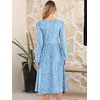 image:imageANRABESS Women Long Sleeve Midi Dress Crewneck Fall Fashion Casual Flowy ALine Long Dresses Vacation Outfit with PocketFloral Blue White