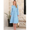 image:imageANRABESS Women Long Sleeve Midi Dress Crewneck Fall Fashion Casual Flowy ALine Long Dresses Vacation Outfit with PocketFloral Blue White