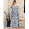 image:imageANRABESS Women Long Sleeve Midi Dress Crewneck Fall Fashion Casual Flowy ALine Long Dresses Vacation Outfit with PocketFloral Blue Yellow
