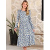 image:imageANRABESS Women Long Sleeve Midi Dress Crewneck Fall Fashion Casual Flowy ALine Long Dresses Vacation Outfit with PocketFloral Blue Yellow
