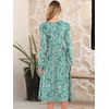 image:imageANRABESS Women Long Sleeve Midi Dress Crewneck Fall Fashion Casual Flowy ALine Long Dresses Vacation Outfit with PocketFloral Green