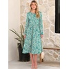 image:imageANRABESS Women Long Sleeve Midi Dress Crewneck Fall Fashion Casual Flowy ALine Long Dresses Vacation Outfit with PocketFloral Green