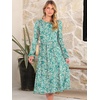 image:imageANRABESS Women Long Sleeve Midi Dress Crewneck Fall Fashion Casual Flowy ALine Long Dresses Vacation Outfit with PocketFloral Green