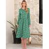 image:imageANRABESS Women Long Sleeve Midi Dress Crewneck Fall Fashion Casual Flowy ALine Long Dresses Vacation Outfit with PocketFloral Green Purple