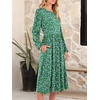 image:imageANRABESS Women Long Sleeve Midi Dress Crewneck Fall Fashion Casual Flowy ALine Long Dresses Vacation Outfit with PocketFloral Green Purple