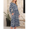 image:imageANRABESS Women Long Sleeve Midi Dress Crewneck Fall Fashion Casual Flowy ALine Long Dresses Vacation Outfit with PocketFloral Navy Blue White