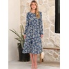 image:imageANRABESS Women Long Sleeve Midi Dress Crewneck Fall Fashion Casual Flowy ALine Long Dresses Vacation Outfit with PocketFloral Navy Blue White
