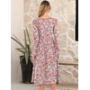 image:imageANRABESS Women Long Sleeve Midi Dress Crewneck Fall Fashion Casual Flowy ALine Long Dresses Vacation Outfit with PocketFloral Pink