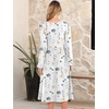 image:imageANRABESS Women Long Sleeve Midi Dress Crewneck Fall Fashion Casual Flowy ALine Long Dresses Vacation Outfit with PocketFloral White