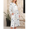 image:imageANRABESS Women Long Sleeve Midi Dress Crewneck Fall Fashion Casual Flowy ALine Long Dresses Vacation Outfit with PocketFloral White