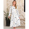 image:imageANRABESS Women Long Sleeve Midi Dress Crewneck Fall Fashion Casual Flowy ALine Long Dresses Vacation Outfit with PocketFloral White