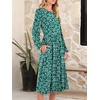 image:imageANRABESS Women Long Sleeve Midi Dress Crewneck Fall Fashion Casual Flowy ALine Long Dresses Vacation Outfit with PocketGreen Blue Floral