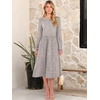 image:imageANRABESS Women Long Sleeve Midi Dress Crewneck Fall Fashion Casual Flowy ALine Long Dresses Vacation Outfit with PocketGrey Khaki White Dot