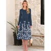 image:imageANRABESS Women Long Sleeve Midi Dress Crewneck Fall Fashion Casual Flowy ALine Long Dresses Vacation Outfit with PocketNavy Blue Floral Hem