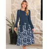 image:imageANRABESS Women Long Sleeve Midi Dress Crewneck Fall Fashion Casual Flowy ALine Long Dresses Vacation Outfit with PocketNavy Blue Floral Hem