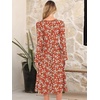 image:imageANRABESS Women Long Sleeve Midi Dress Crewneck Fall Fashion Casual Flowy ALine Long Dresses Vacation Outfit with PocketPrint Green White Floral
