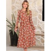 image:imageANRABESS Women Long Sleeve Midi Dress Crewneck Fall Fashion Casual Flowy ALine Long Dresses Vacation Outfit with PocketPrint Green White Floral
