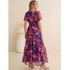 image:imageANRABESS Women Summer Floral Maxi Dress Short Sleeve Boho Flowy Tulle Beach Vacation Wedding Guest 2026 Party Long DressesBlue Orange Floral