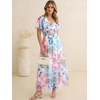 image:imageANRABESS Women Summer Floral Maxi Dress Short Sleeve Boho Flowy Tulle Beach Vacation Wedding Guest 2026 Party Long DressesBlue Pink Floral