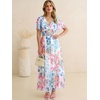 image:imageANRABESS Women Summer Floral Maxi Dress Short Sleeve Boho Flowy Tulle Beach Vacation Wedding Guest 2026 Party Long DressesBlue Pink Floral