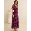 image:imageANRABESS Women Summer Floral Maxi Dress Short Sleeve Boho Flowy Tulle Beach Vacation Wedding Guest 2026 Party Long DressesHot Pink Floral