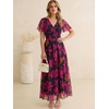 image:imageANRABESS Women Summer Floral Maxi Dress Short Sleeve Boho Flowy Tulle Beach Vacation Wedding Guest 2026 Party Long DressesHot Pink Floral
