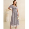 image:imageANRABESS Women Summer Floral Maxi Dress Short Sleeve Boho Flowy Tulle Beach Vacation Wedding Guest 2026 Party Long DressesKhaki Polka Dot Gray