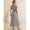 image:imageANRABESS Women Summer Floral Maxi Dress Short Sleeve Boho Flowy Tulle Beach Vacation Wedding Guest 2026 Party Long DressesKhaki Polka Dot Gray