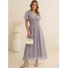 image:imageANRABESS Women Summer Floral Maxi Dress Short Sleeve Boho Flowy Tulle Beach Vacation Wedding Guest 2026 Party Long DressesKhaki Polka Dot Gray