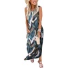 image:imageANRABESS Women Summer Maxi Dress Beach Vacation Sundress Sleeveless Casual Loose Shirt Dresses 2026 Travel OutfitsPrinted Leaves